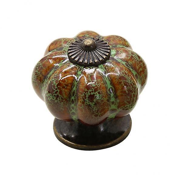 18xround Pumpkin Shape Ceramic Cabinet Pull Knobs Green