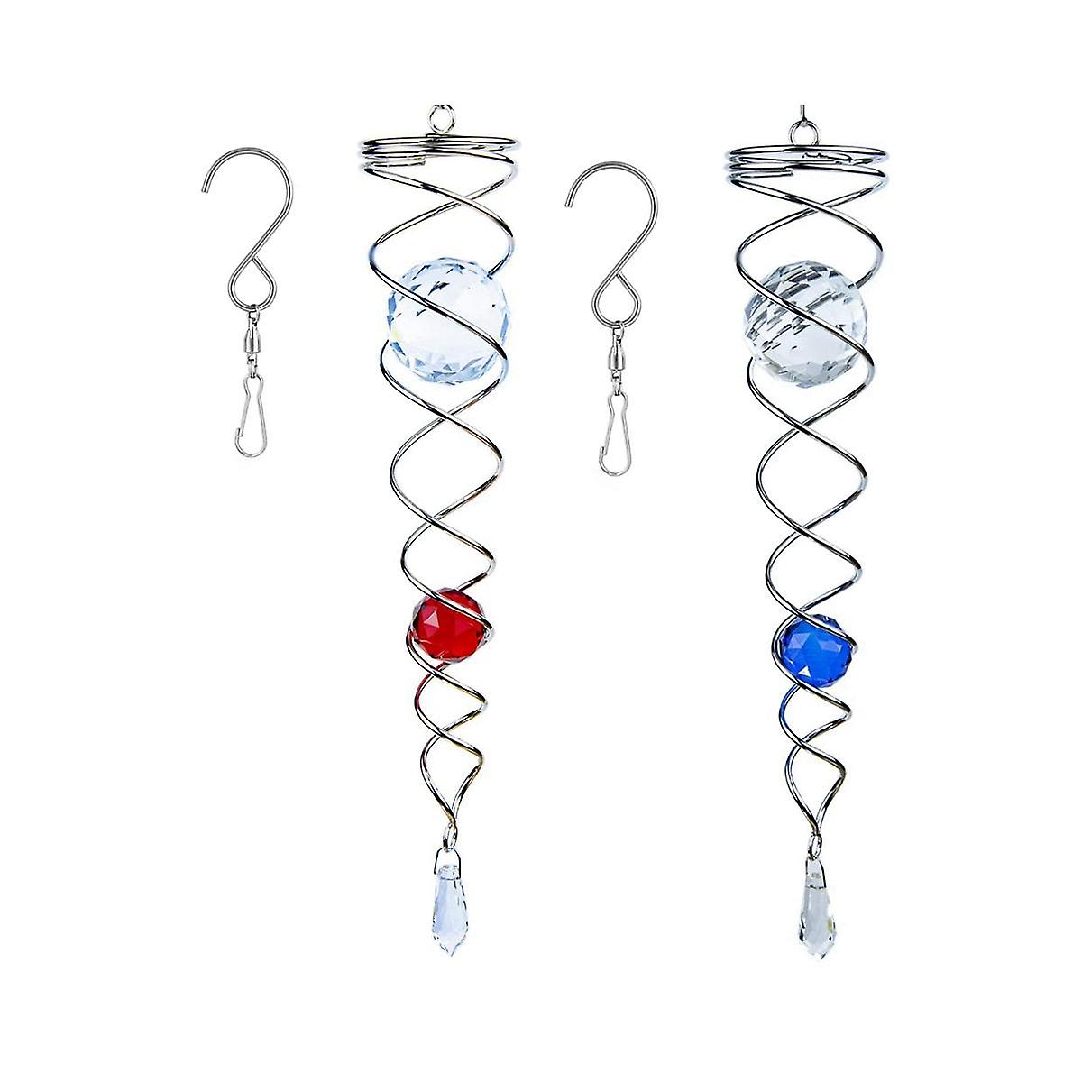 2 Pack Gazing Ball Spiral Tail Wind Spinner Stabilizer Garden Spiral Tail Hanging Wind Spinner with