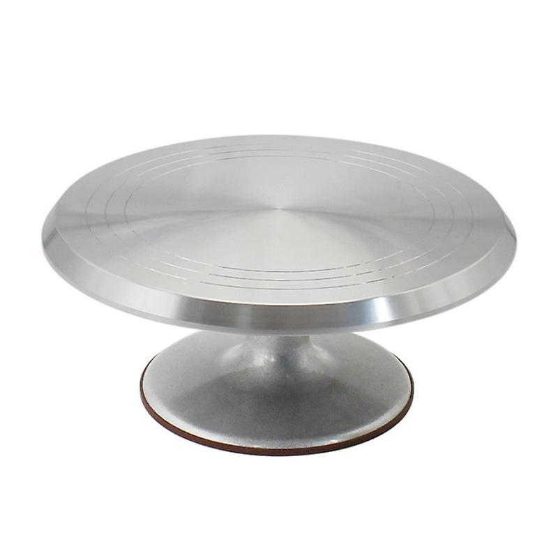 Free Shipping Baking Tool 12 Inch Silver Alloy Mounted Cream Cake Turntable Rotating Table Stand Base Turn Around Decorating