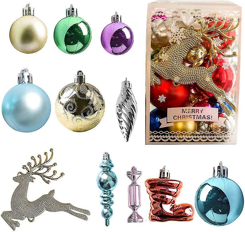 30-piece Unbreakable Plastic Christmas Balls And Decorations Set