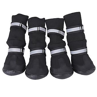 4pcs set Waterproof Pet Dog Shoes Anti Slip Protective Boots for Large Dogs Black XL