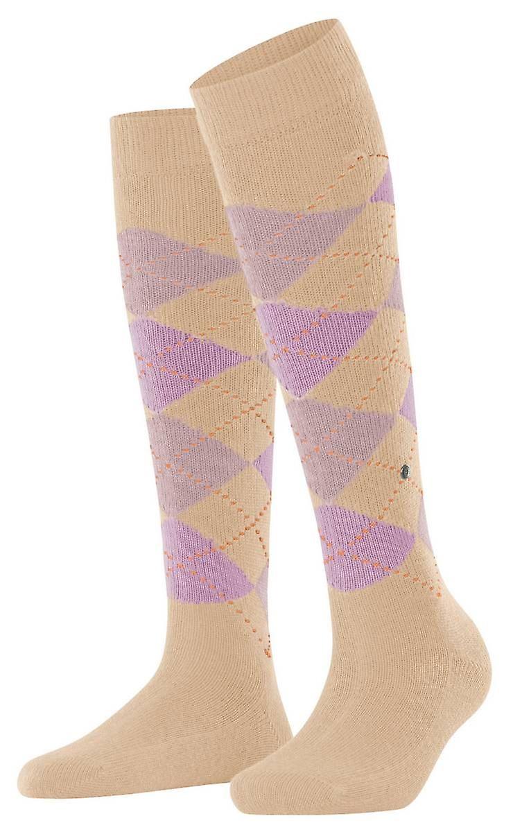 Burlington Whitby Knee High Socks - Camel Beige/Purple