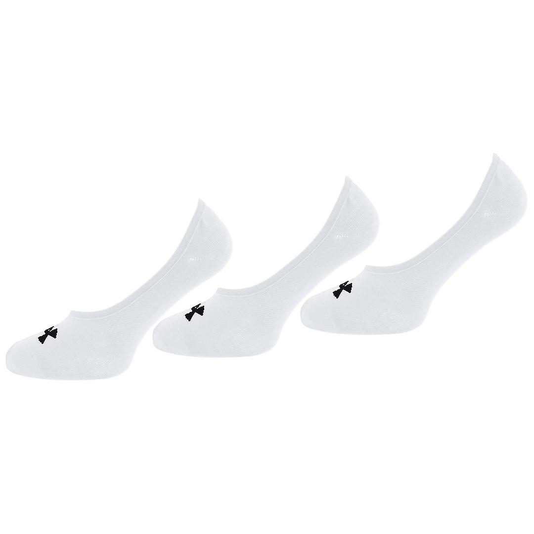 אנדר ארמור 3-Pack Essential Mens לבן קל משקל אולטרה נמוך גרביים 1361184 100