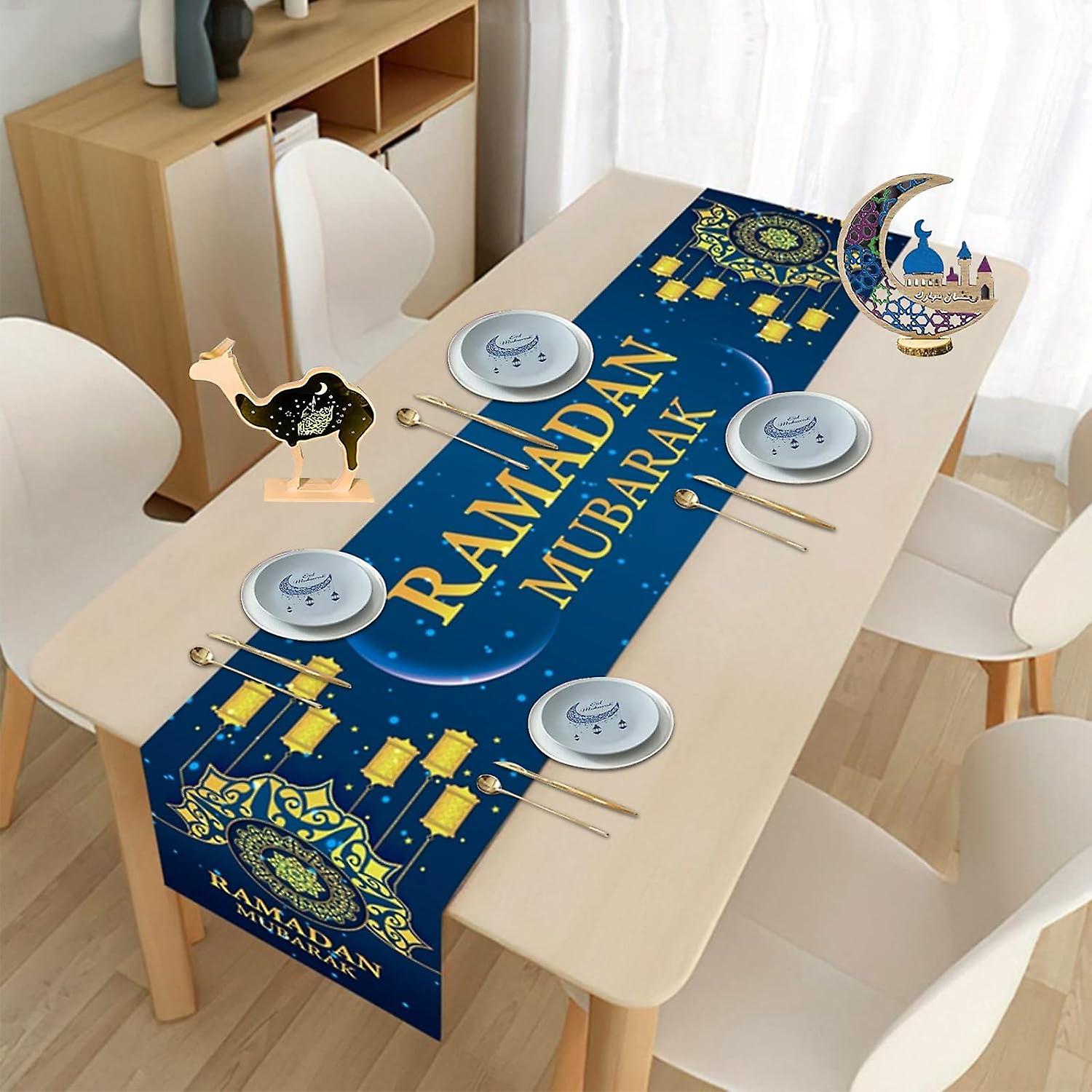 Table runner, linen tablecloth star moon decoration 35x180cm
