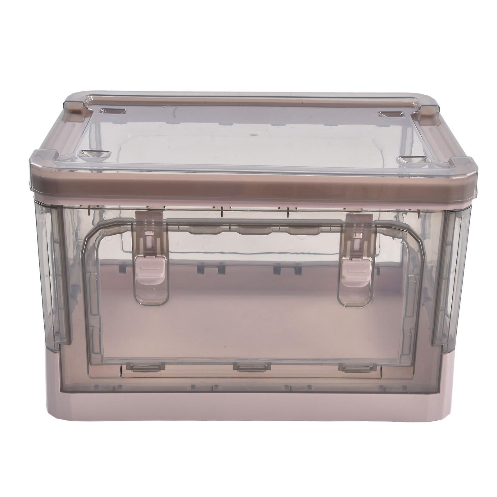 35L Pink Stackable Storage Bin with Double Doors & Wheels for Home or Office
