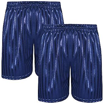 Kids' PE Shorts With Shadow Stripes - Boys & Girls School Sports Shorts, Polyester Blend, Sizes For Ages 2-13, Multiple Colors