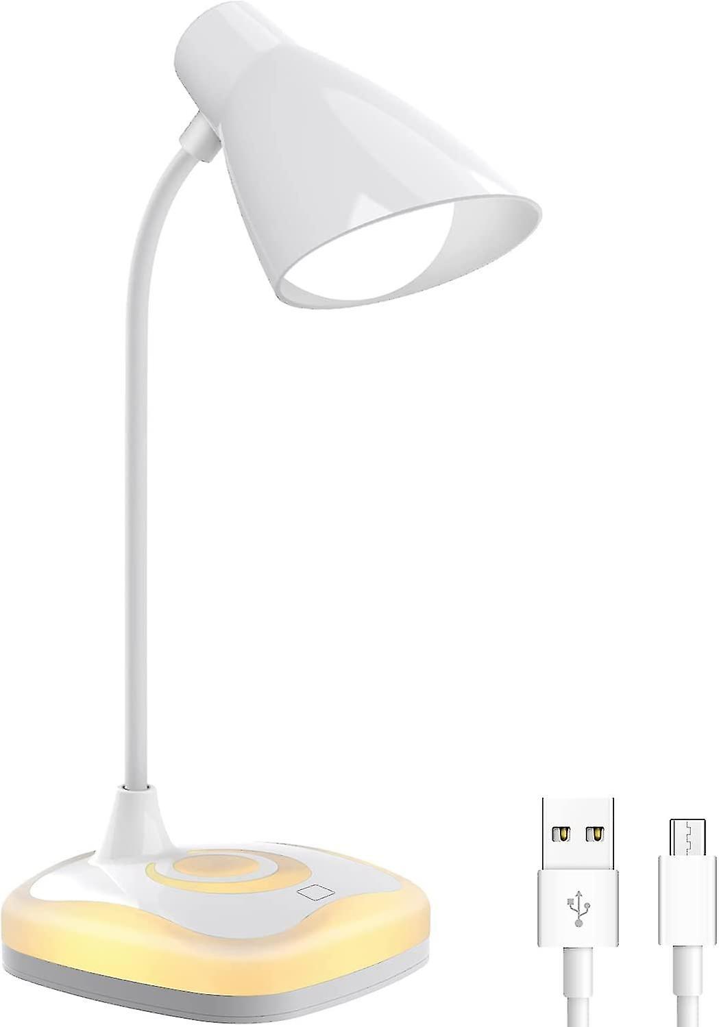 Desk Lamp, Usb Rechargeable Desk Lamps Flexible Neck, Eye Protection, 3 Brightness Levels With Touch