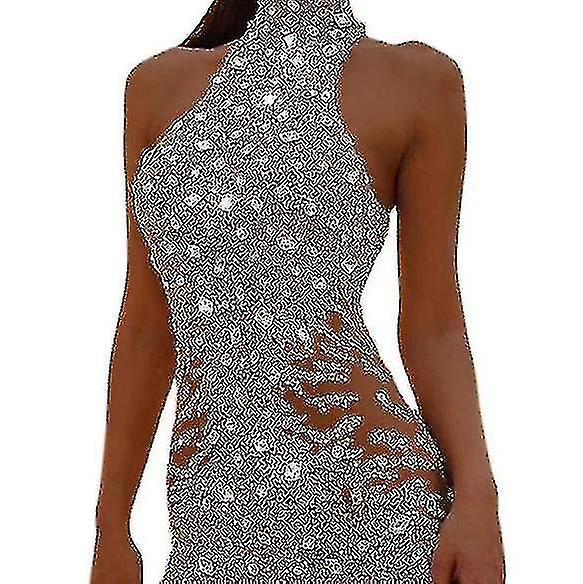 Flitter Jumpsuit overall nőknek hosszú ujjú, csillogó bodycon slim romperek