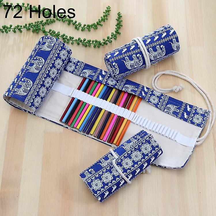 72 Slots Folk-custom Elephant Canvas Pencil Case