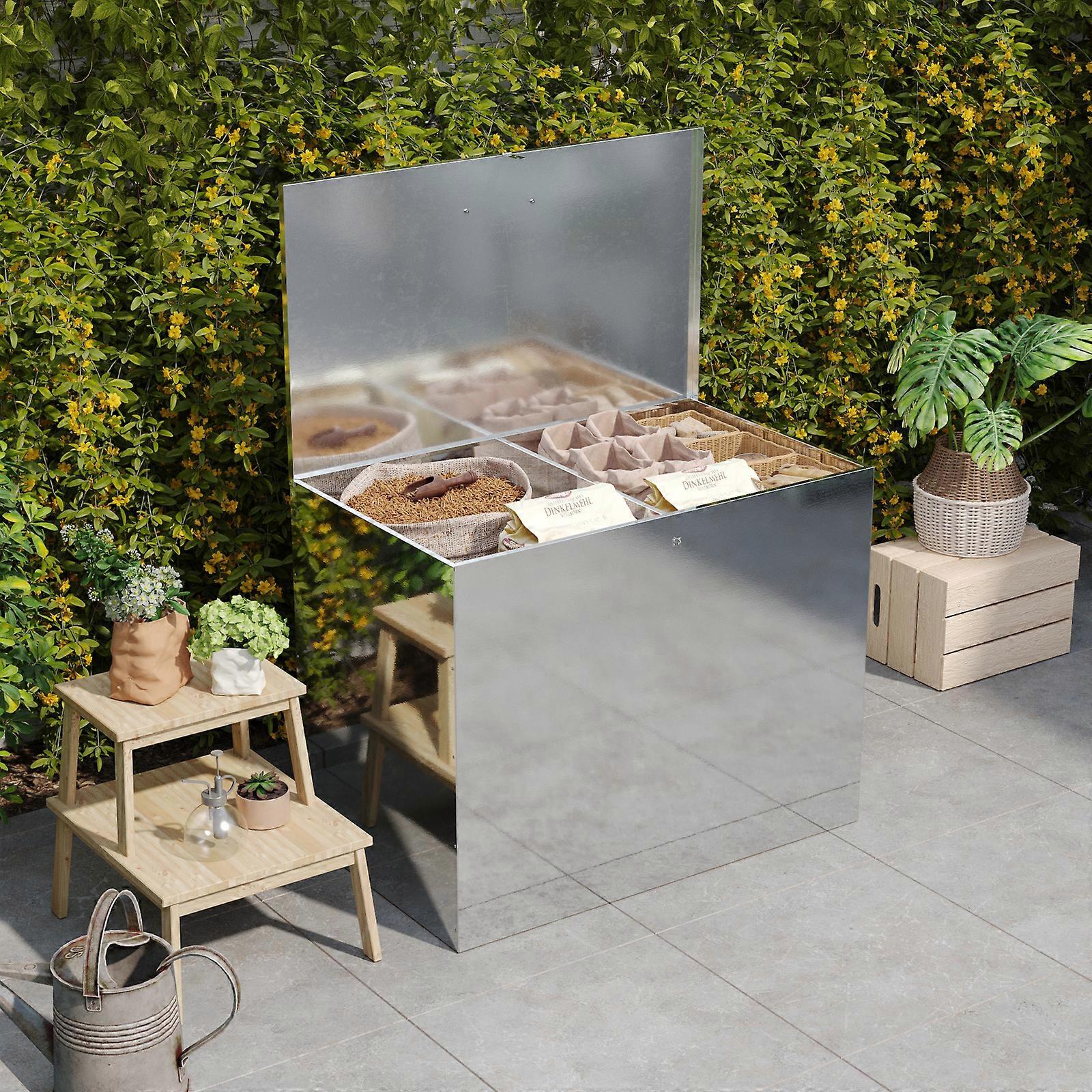 Large Galvanized Feed Storage Bin with Two Compartments