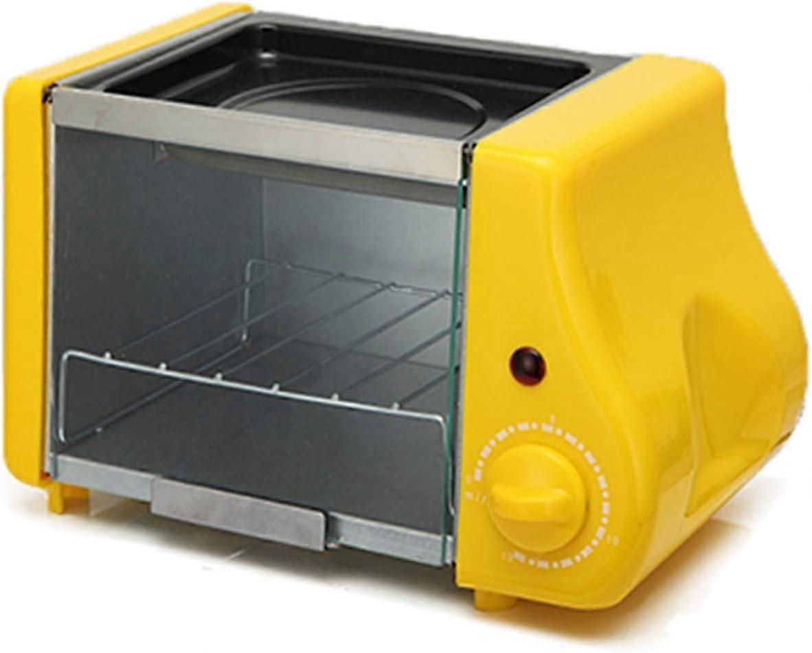 Mini Electric Oven, Grillable Toaster Timer Maker, Multi-function Home Two-in-one Breakfast Machine,Yellow
