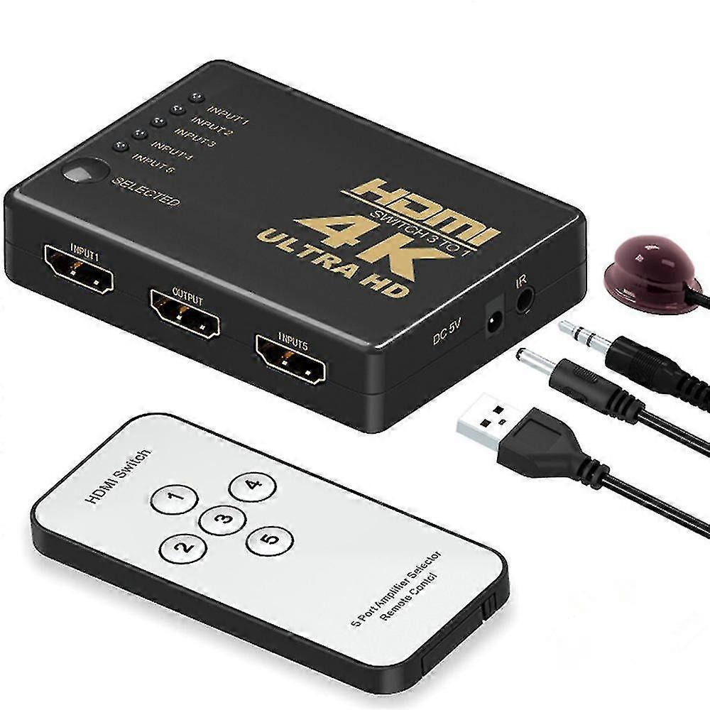 Hdmi Switch 4k, inteligent 5-port Hdmi Switcher, splitter, suporta 4k