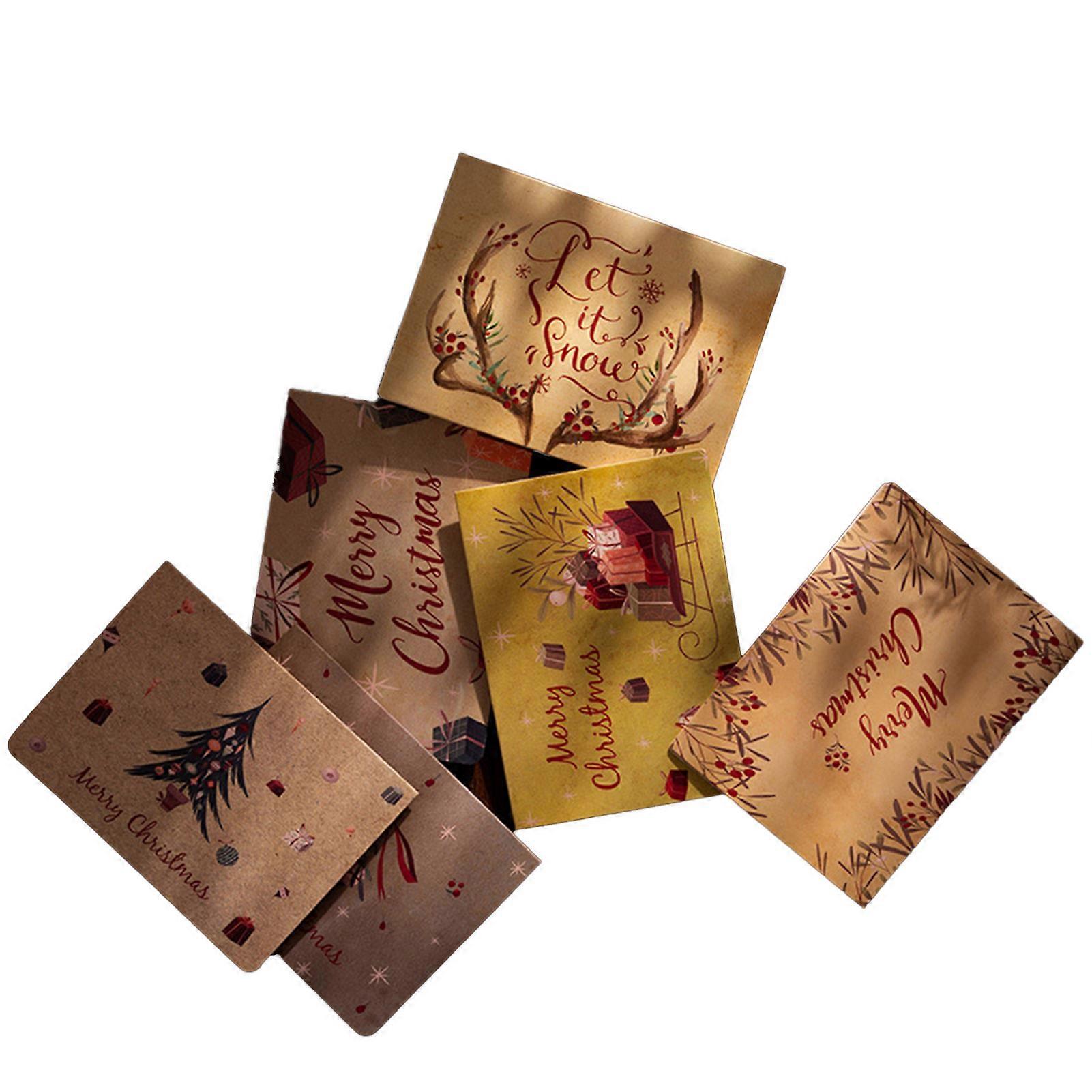 1 Set Christmas Greeting Card with Envelopes Stickers Vintage Style Merry Christmas Card for Festive Xmas Favors