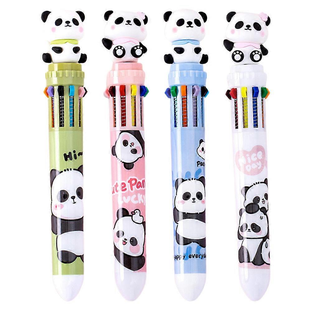 4Pcs Multi-function Multicolor Pens Lovely Panda Ballpoint Pens Daily Use Writing Pens Students Supply
