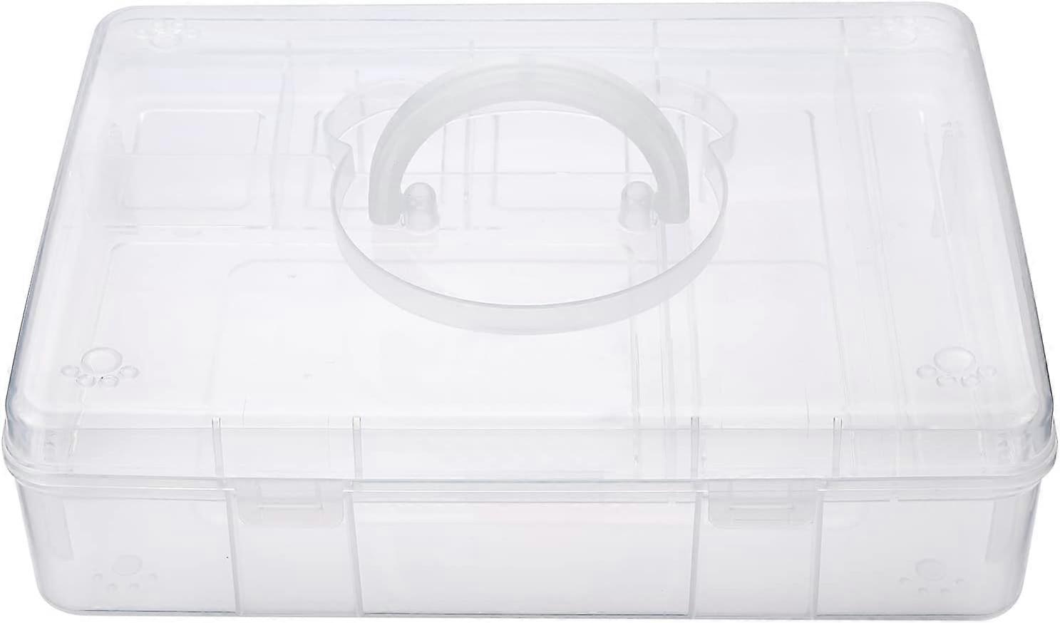 Clear Craft Stackable Storage Box with Storage Tray Plastic 7-compartment Mulit Purpose Storage