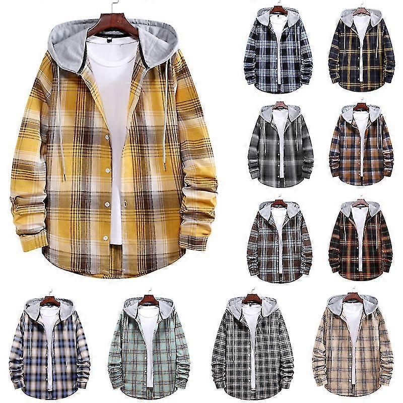 Felpa con cappuccio versatile Basic Camicia con cappuccio classica scozzese a quadri da uomo