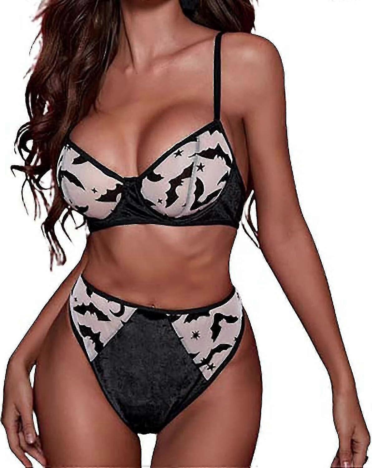 Women Halloween Print Lingerie Bra + Panty Set Y Bra Erotic Lingerie Set Clearance Women's Lingerie