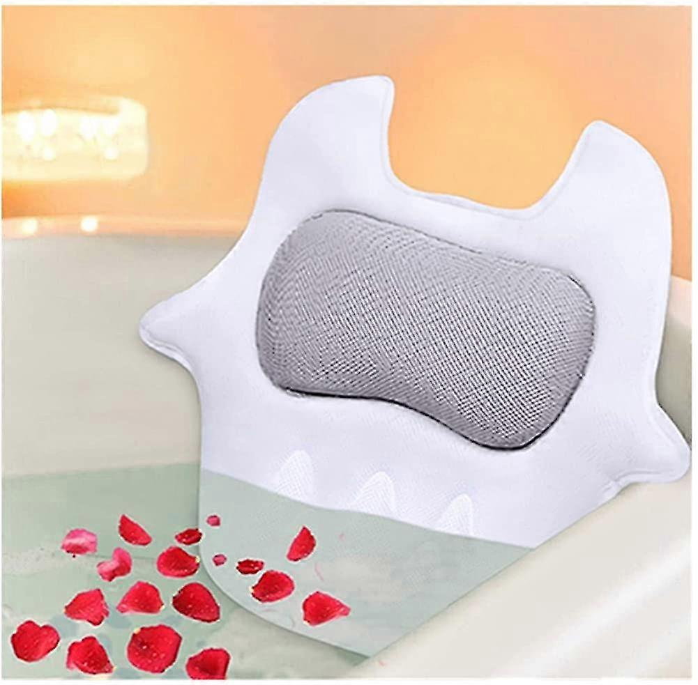 Bath Pillow, Non-slip Bath Pillow With 5 Suction Cups Comfortable Support: Head