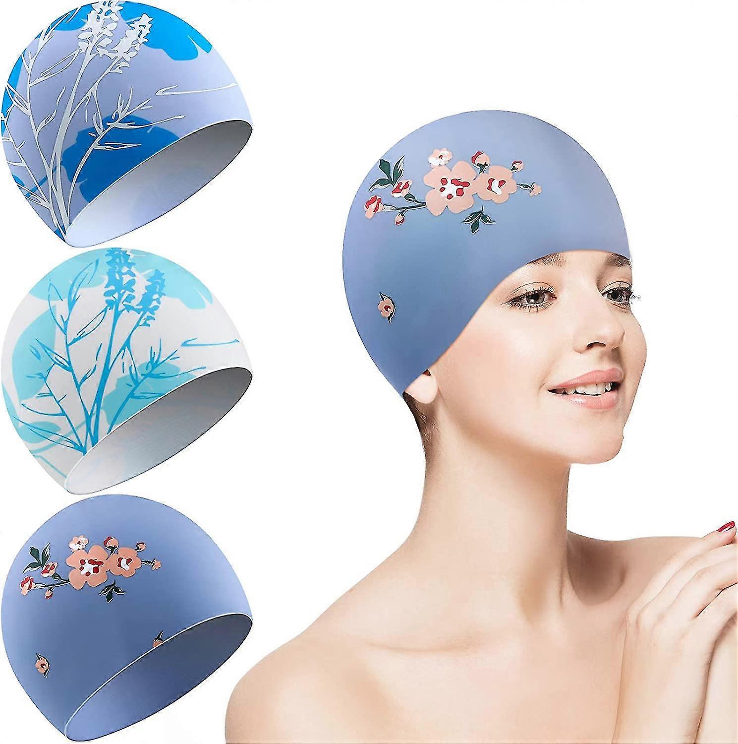 syhood 3 pieces swimming caps waterproof bathing caps comcompatible withtable swimmin
