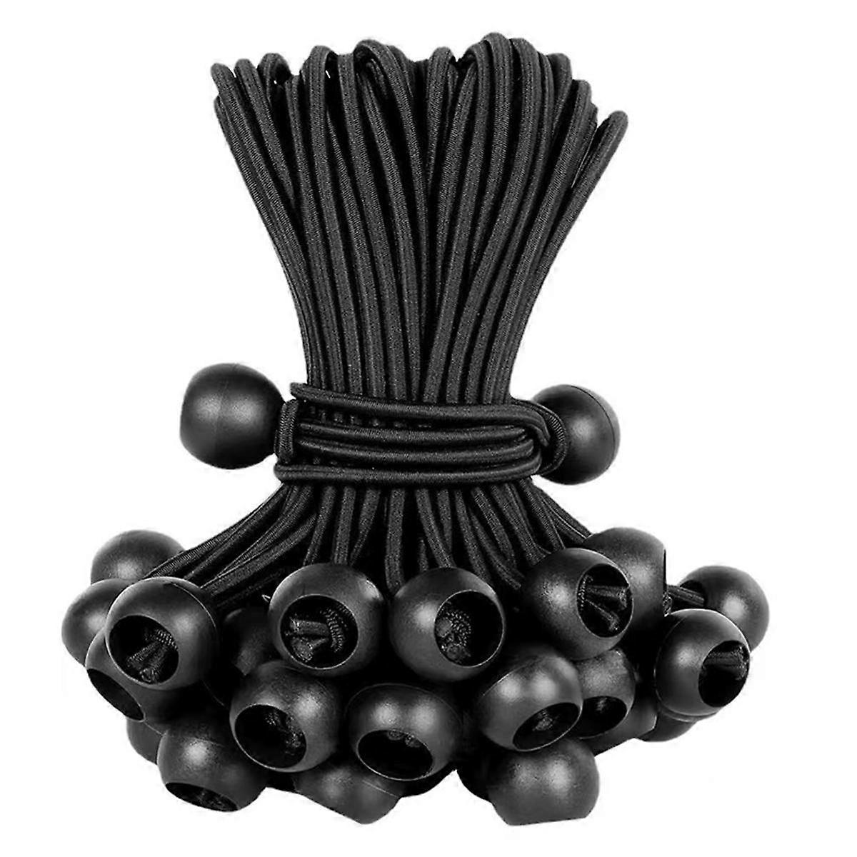 Black Ball Bungee Cord, Heavy Duty Outdoor Bungee Cord with Ball,Tarp Tied Bungee Ball for Shelter