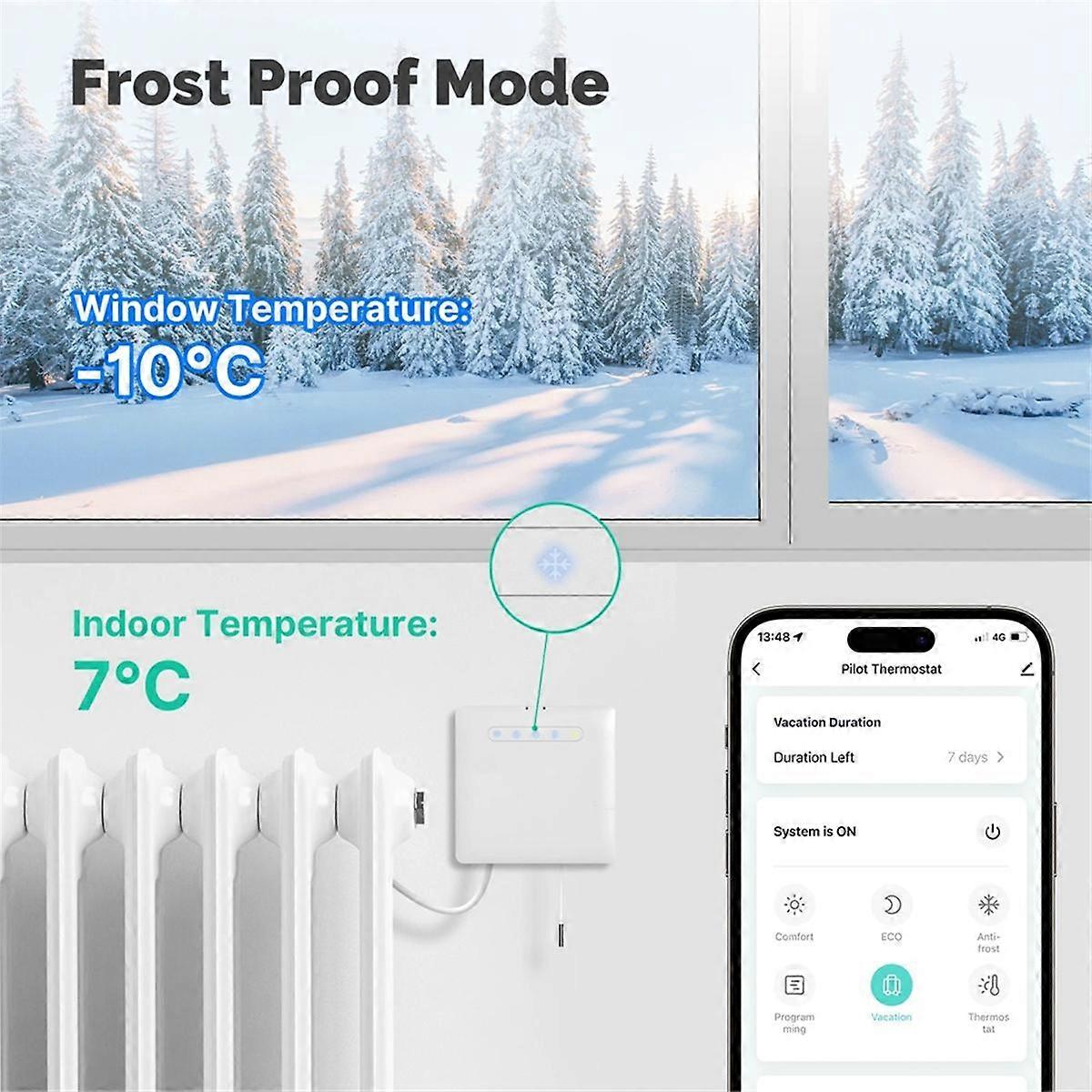 Wifi Smart Thermostat for Pilot Wire Heating Radiator for Electricity Monitoring App Remote Control(A)