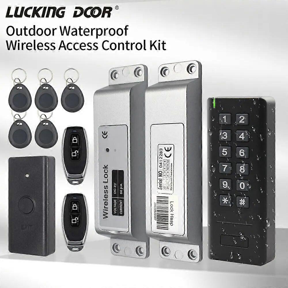 433MHz Wireless Access Control System Kit Smart Door Lock Eletric Bolt Lock Keyfob Exit Button Remote Keys