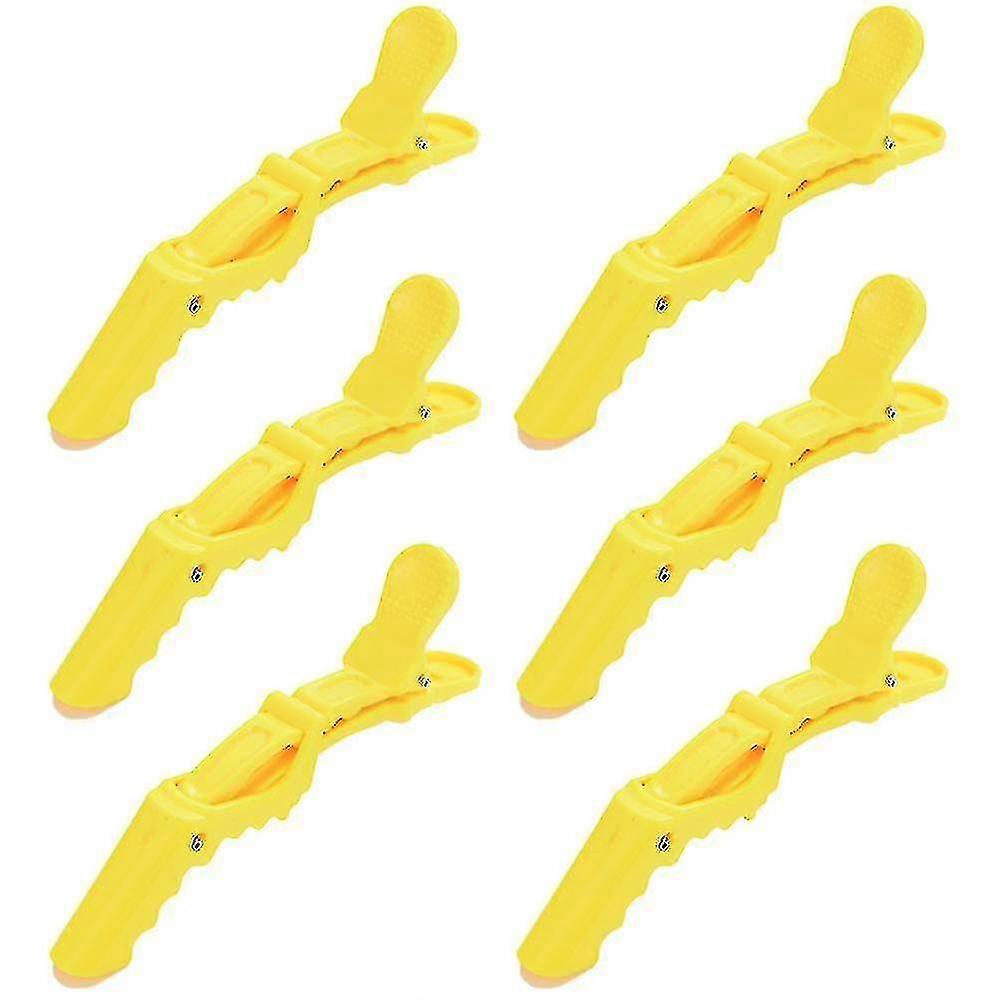 Wide Teeth & Double Hinged Design Alligator Styling Sectioning Clips(color:yellow)