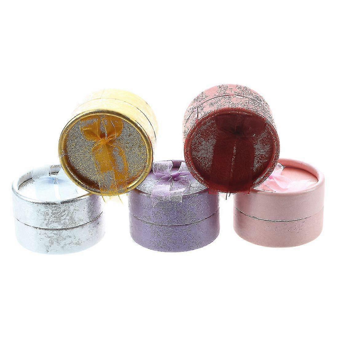 5pcs Cardboard Round Jewelry Ring Necklace Earring Gift Package Case Box Display
