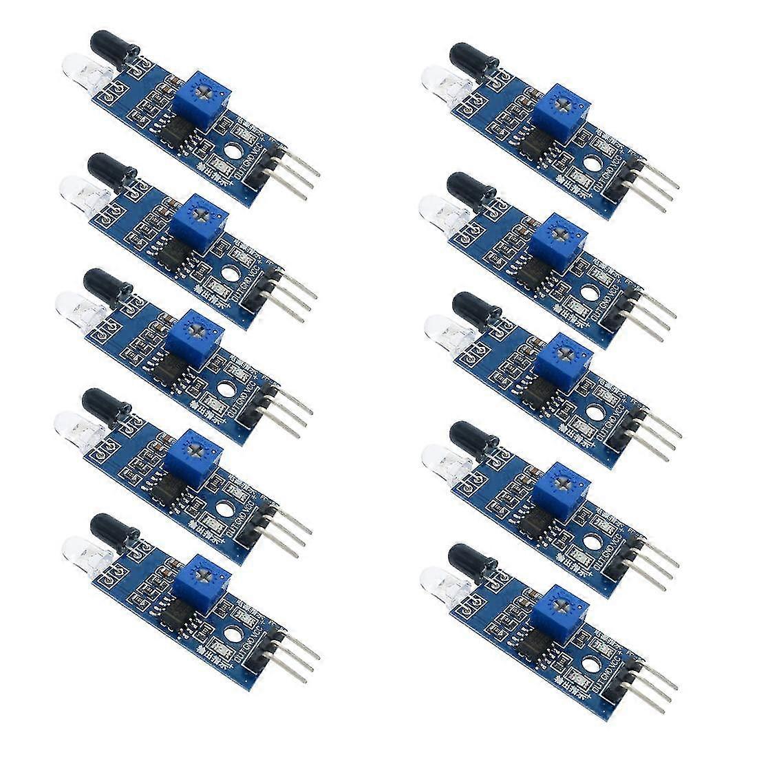 10pcs IR-Infrarot-Hindernisvermeidungssensormodul für Arduino Smart Car Robot 3-Draht reflektierende Photoelektrik für Arduino Smart Car Robot