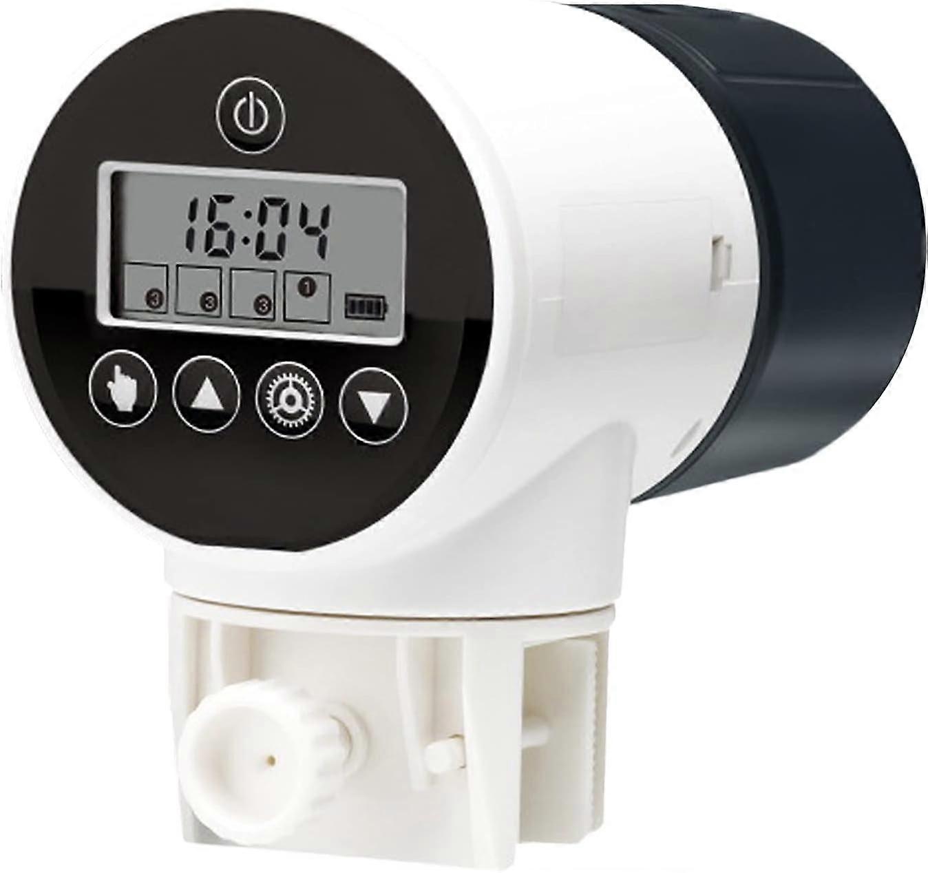 Automatic moisture proof fish feeder with LCD display, holiday aquarium food dispenser, 360 degree swivel base