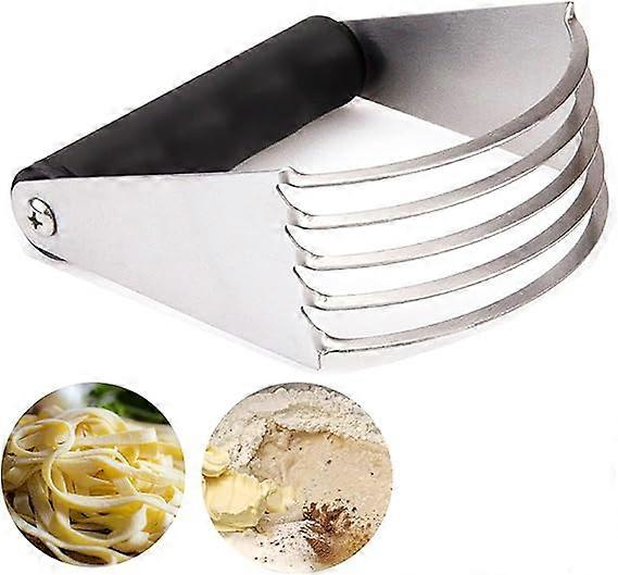 Dough Blender, Professional Pastry Cutter, with Comfortable Handle Heavy Duty Stainless Steel Blades for Pasta Silver + Black, 4.61x 4.13x 1.77 inche