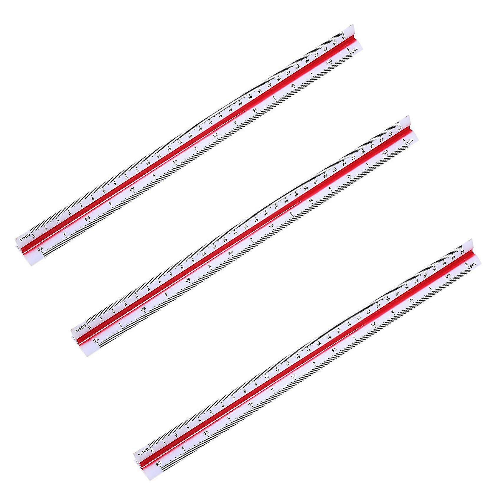 3pcs 1:20 1:25 1:50 1:75 1:100 1:125 Plastic Triangular Scale Ruler