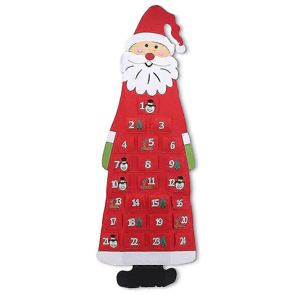 Christmas Advent Calendar, Felt Santa Advent Calendar With 24 Pockets