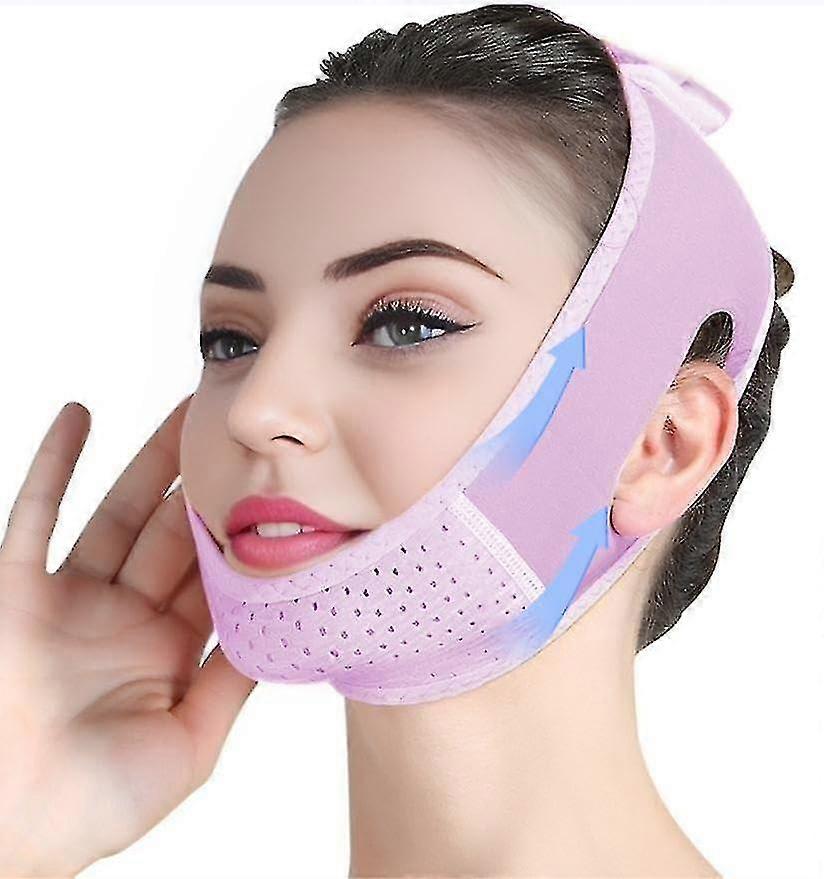 Women's Purple Double Chin Eliminator, V Line Lifting Mask With Chin Strap For Double Chin For Face Lift, Sagging, Double Chin Reducer