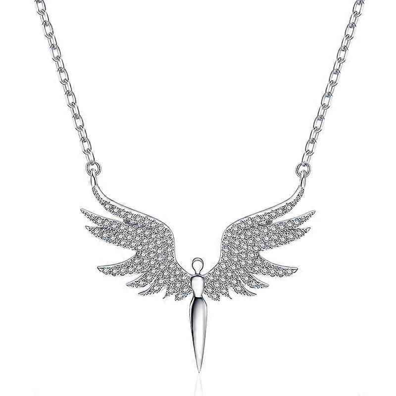 Colar Feminino com Pingente Asas de Anjo, Corrente de Prata Feminina com Asas, Joias para Meninas Mulheres