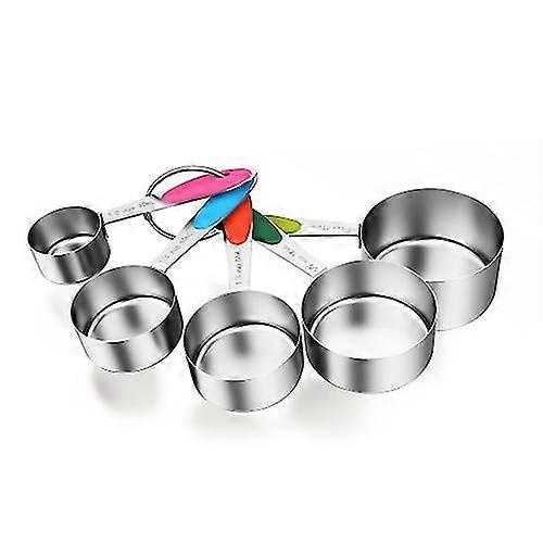 5pcs Thicker Handle Stainless Stee Kitchen Cooking Baking Measuring Cups Measuring Spoon
