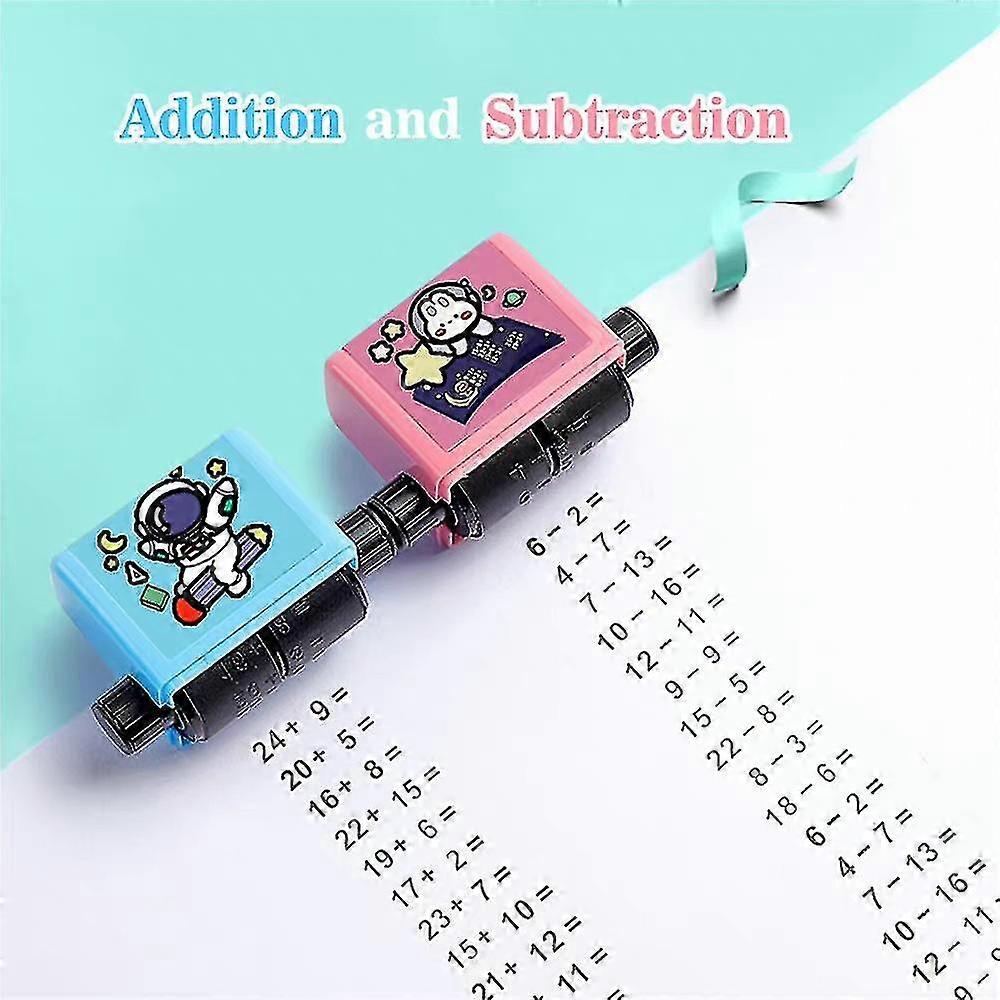 2pcs/set Addition And Subtraction Teaching Stamps Smart Math Roller Stamps Practice Tool