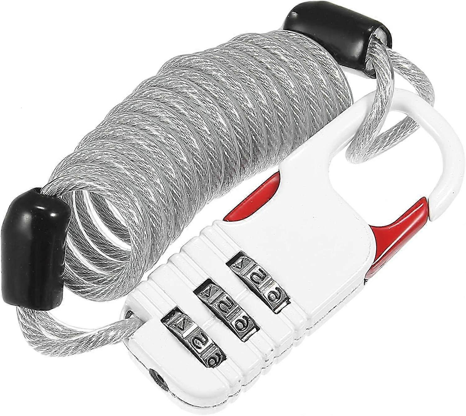Helmet Lock Portable With 3 Digit Resettable Combination Cablewhite 1pcs