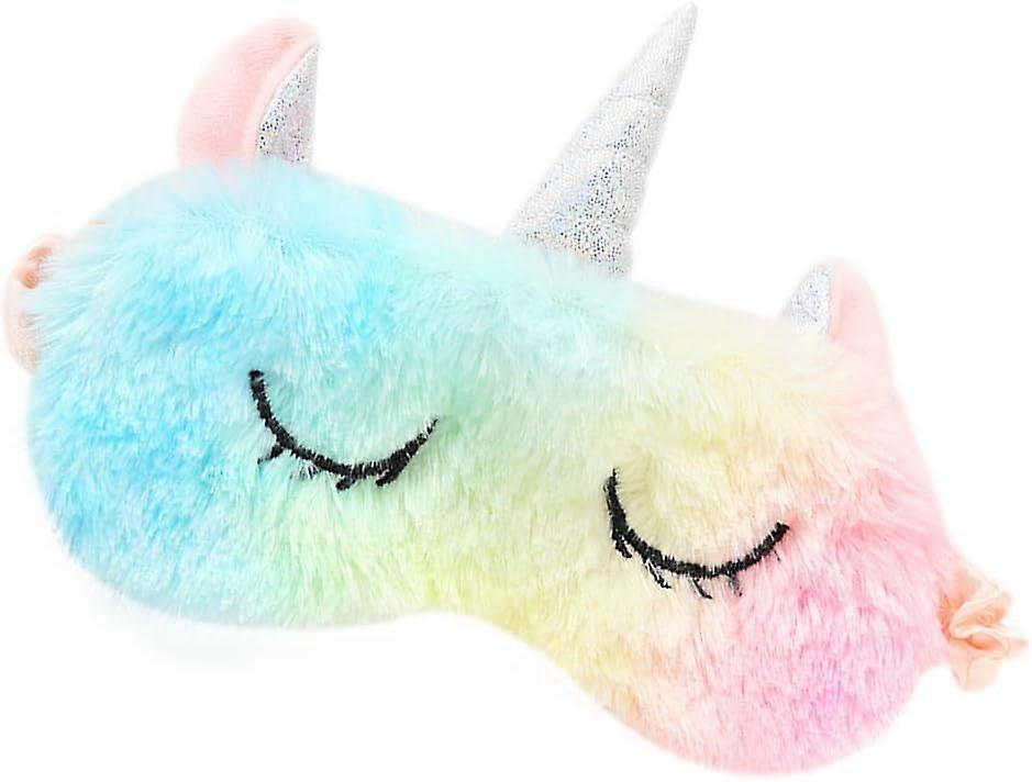 قناع نوم اللطيف ناعم أفخم معصوب العينين لطيف الأرنب الباندا كوالا غطاء العين ظلال العيون للأطفال المراهقين الفتيات النساء (يونيكورن قوس قزح)