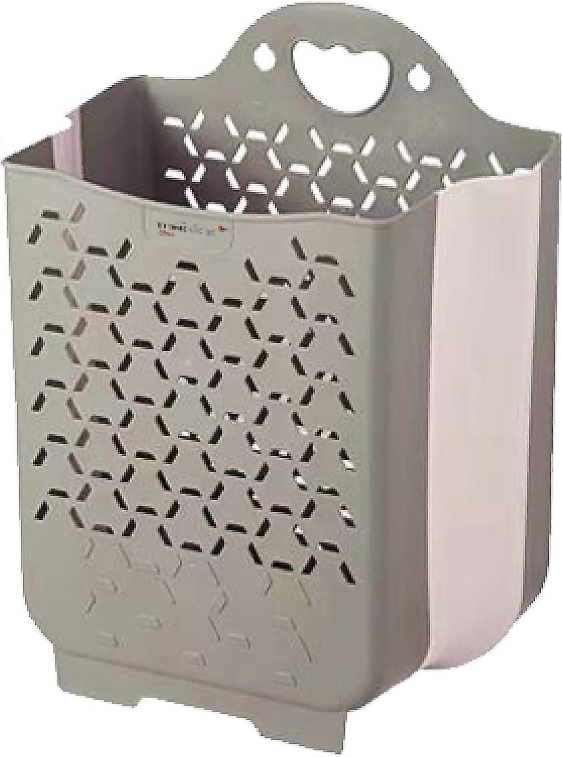 Foldable Plastic Laundry Hamper Multifunctional Storage Container Waterproof Durable Suitable for Bedroom and Bathroom (Size L, Green)