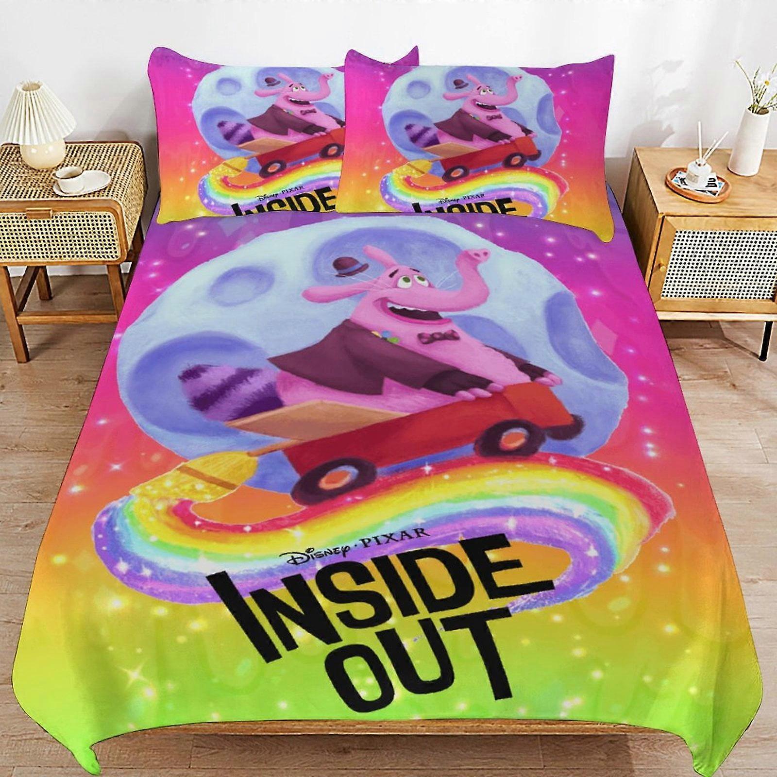 Sängkläder CA458 Inside Out 2 Bed Påslakan Sängkläder i mikrofiber 3D-tryckta lätta 3-delade täcken, 1 påslakan och 2 kudde DP458