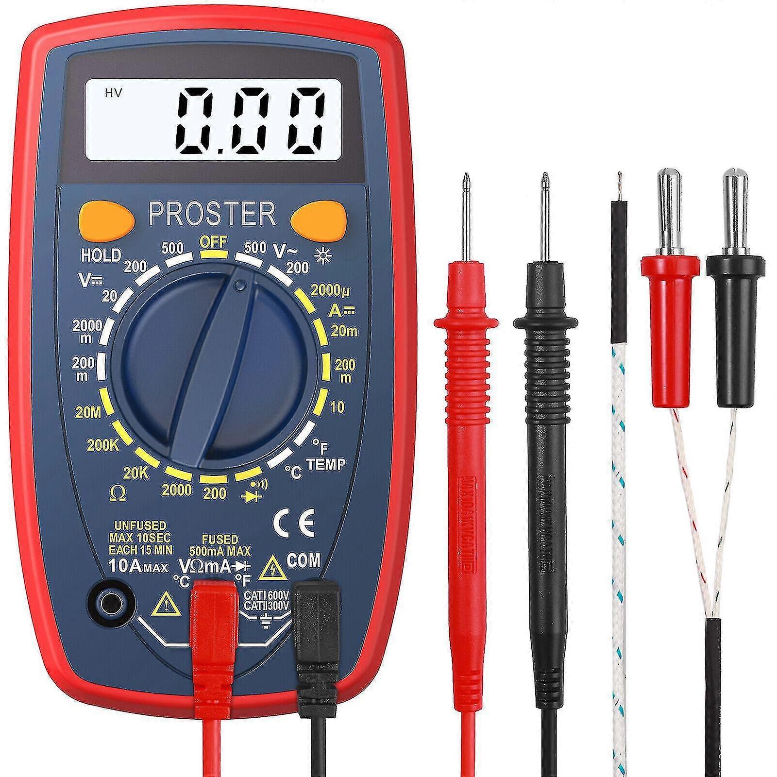 Proster 1999 Lcd Digital Multimeter Multi Tester Test Lead Backlight Diodes Test