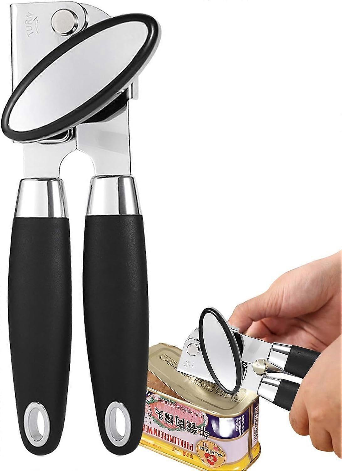 Can Opener, Stainless Steel Handheld Can Opener, Heavy Duty Multifunctional Bottle Opener with Labor-Saving Knob for Cans, Bottles and Beer