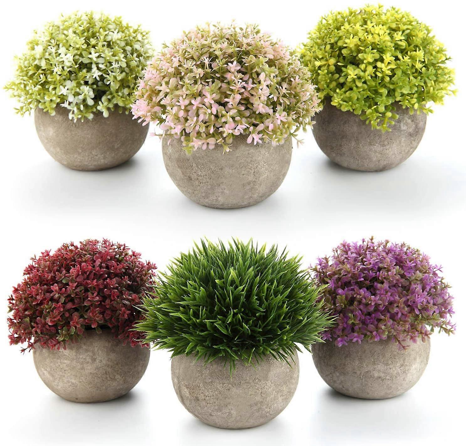 6 pezzi Bonsai di plastica per la decorazione del desktop dell'erba artificiale Bonsai