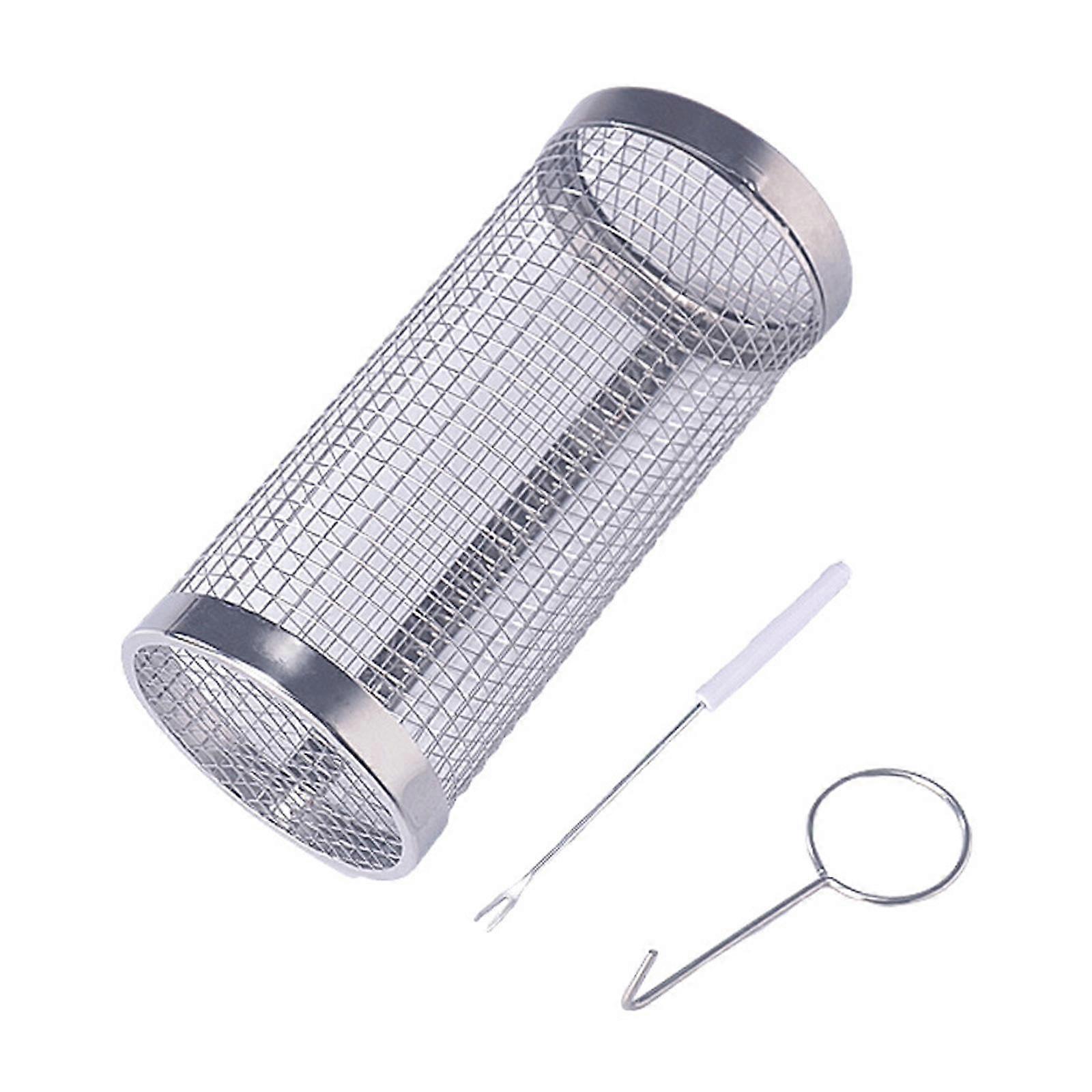 Rolling Grilling Basket Grill Basket for Picnic Camping Vegetable Fish Fries 9.5cmx20cm