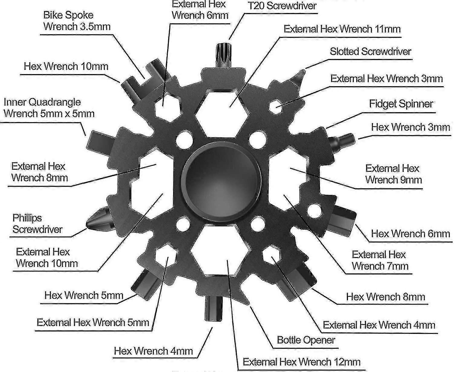 23 In 1 Multi Tool, Snowflake Man Gift Idea With Fidget Spinner Function, Men Gift Anti-stress Gadge