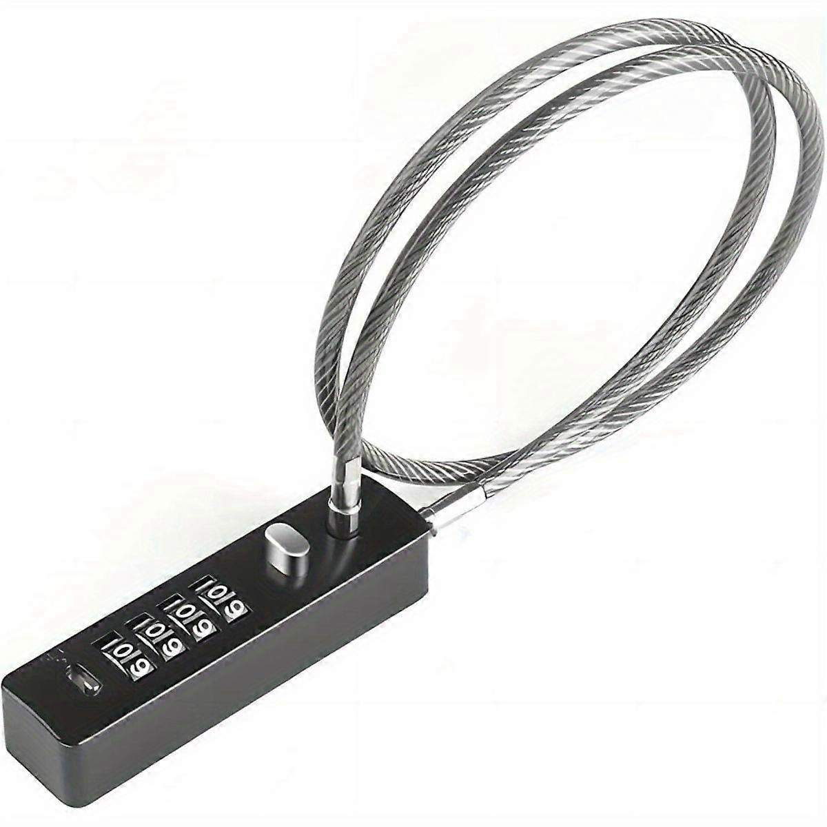 1pc Black/Grey Cable Locks With Combination, 23-3/5 Inches Length Steel Cable Rope 4-Digit Combination Lock With Resettable Code For Bikes, Lockers, F