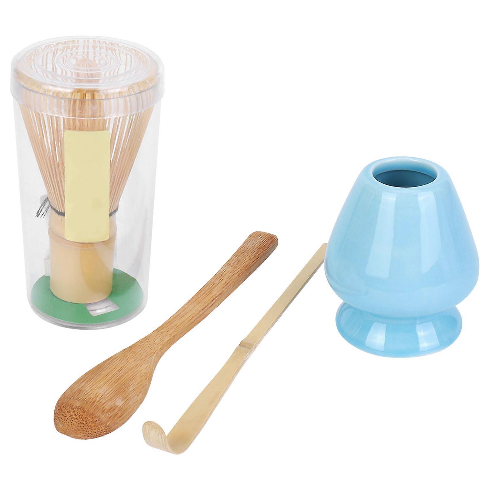 Whisk Set Bamboo Tea Set of 4 Including 100 Whisk (Chasen), Traditional Scoop (Chashaku), Tea Spoon