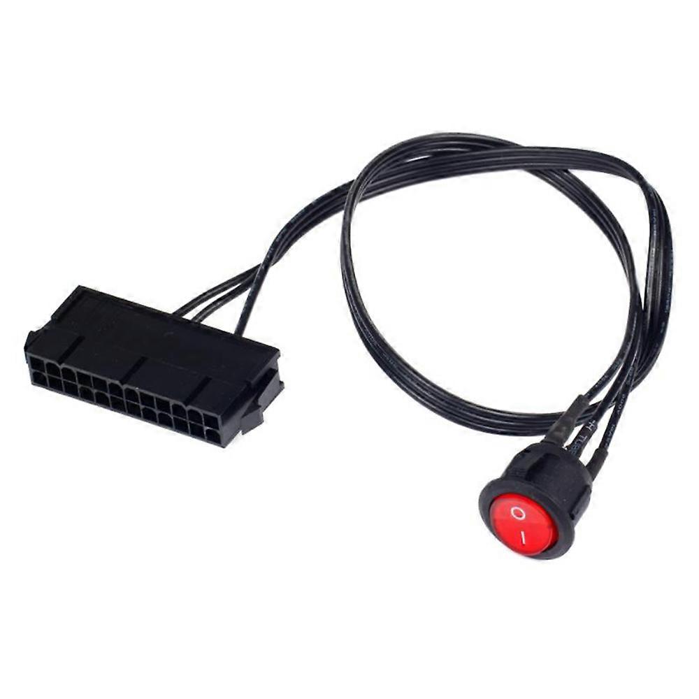 50cm Cable Copper Tin Wire 24-Pin Female ATX PSU PC Supply Tester Up Jumper with ON/OFF Switch