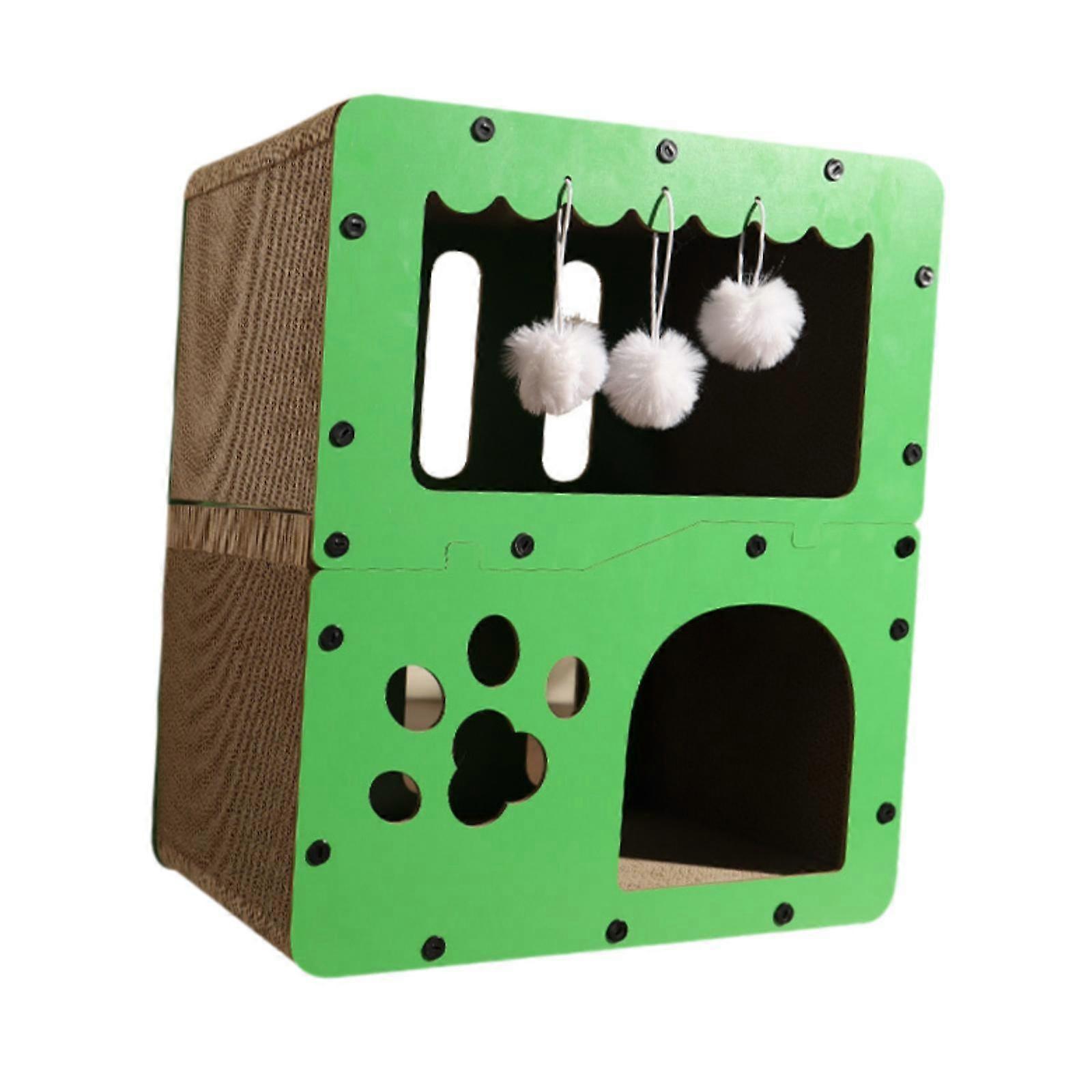 Cardboard Cat House 2 Layer Cat Activity Center Versatile Lounge for Pet Toy